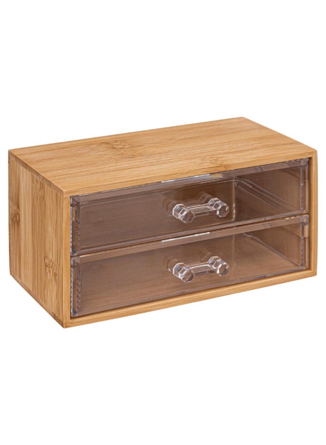 Five Simply Smart Selena 2-Drawer Rectangular Jewelry Box Clear and Brown 9.6 x 11.5 x 19 cm 174805 - Image 1