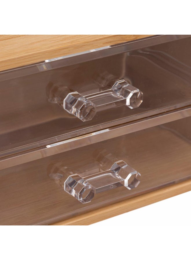 Five Simply Smart Selena 2-Drawer Rectangular Jewelry Box Clear and Brown 9.6 x 11.5 x 19 cm 174805 - Image 3