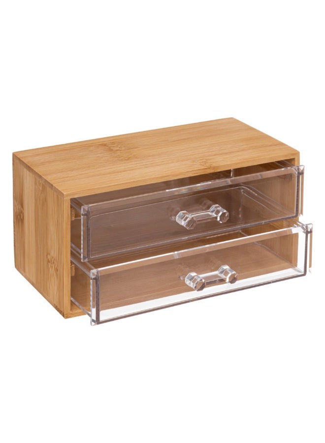 Five Simply Smart Selena 2-Drawer Rectangular Jewelry Box Clear and Brown 9.6 x 11.5 x 19 cm 174805 - Image 2