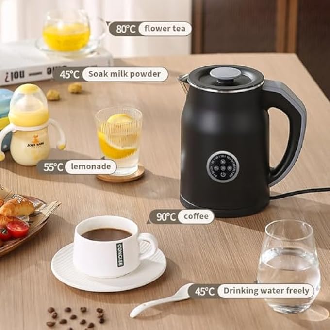 Masroo Electric Tea Kettle Automatic Shut Off 12L Electric Kettle Small With Keep Warm Portable For Travel Led Display Black - Image 5