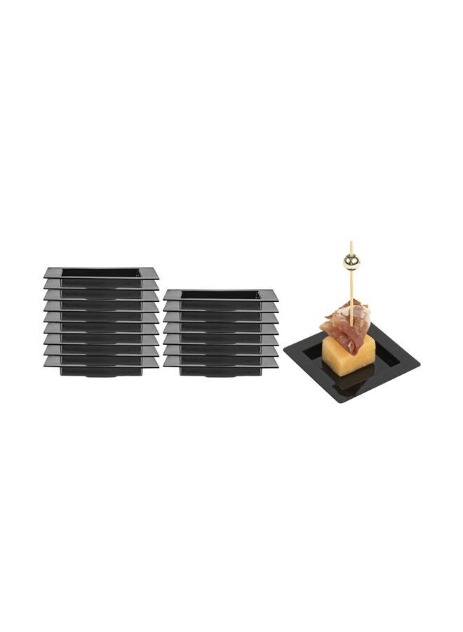 Restaurantware Square Black Plastic Mini Edge Plate - 2 3/4" x 2 3/4" - 25 Count Box - Image 1