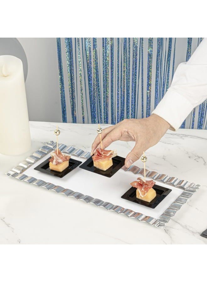 Restaurantware Square Black Plastic Mini Edge Plate - 2 3/4" x 2 3/4" - 25 Count Box - Image 5