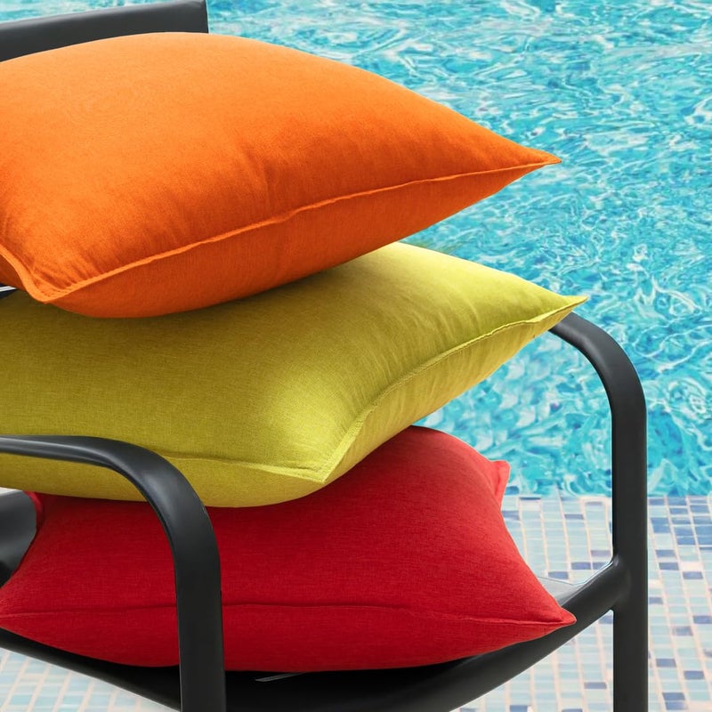 Emema زخرفية في الهواء الطلق مقاوم للماء وسادة الأغطية مزرعة Broadside Pillowcase ناعم خارج الحالات الوسائد الكلاسيكية للأثاث الفناء مجموعة أريكة من 2 20x20 بوصة الطحلب الأخضر - Image 2