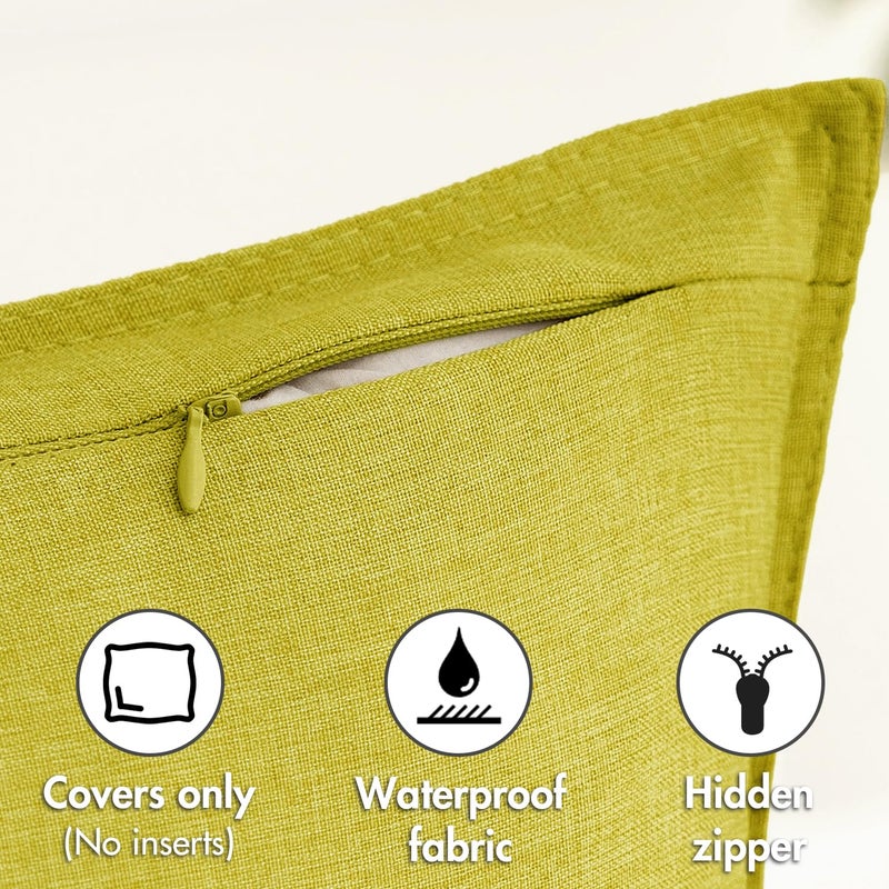 Emema زخرفية في الهواء الطلق مقاوم للماء وسادة الأغطية مزرعة Broadside Pillowcase ناعم خارج الحالات الوسائد الكلاسيكية للأثاث الفناء مجموعة أريكة من 2 20x20 بوصة الطحلب الأخضر - Image 5
