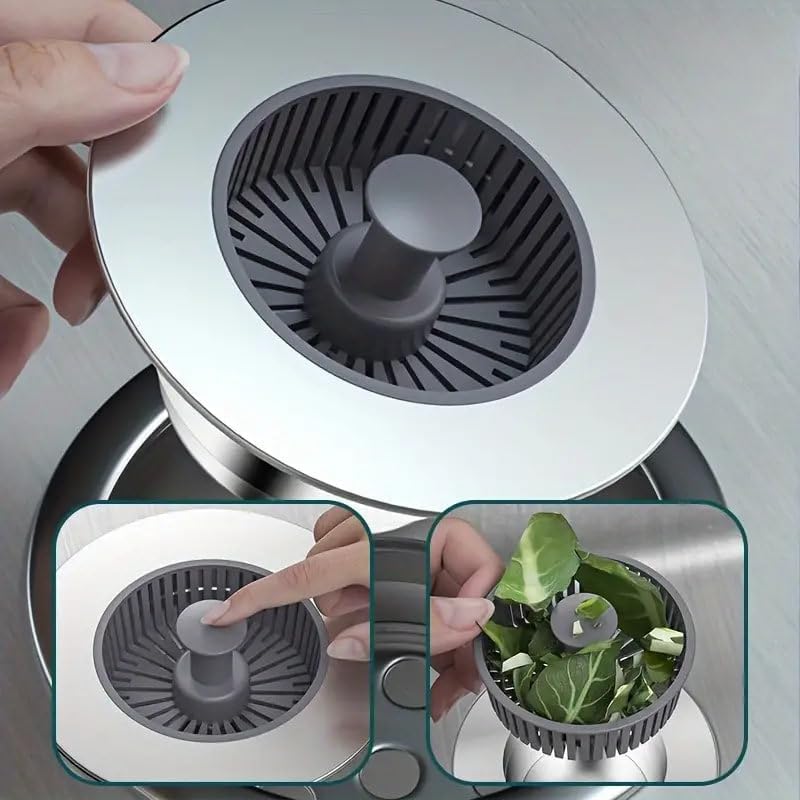 Dec Kitchenpro 3 in 1 Kitchen Sink Drain Strainer Stopper Set, Steel Kitchen Sink Stopper, Pop Up Anti-Clogging Sink Strainer Basket Filter - Image 2