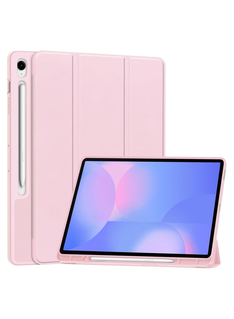 Tablet Case for Samsung Galaxy Tab S10 FE+/ S10 FE Plus 13.1-Inch with S Pen Holder, Soft TPU Tri-Fold Stand Protective Tablet Cover, Support S Pen Charging, Auto Wake/Sleep (Pink) - Image 1