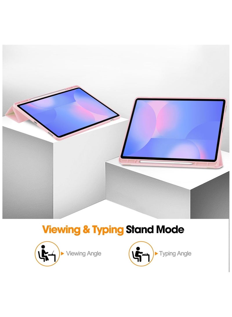 Tablet Case for Samsung Galaxy Tab S10 FE+/ S10 FE Plus 13.1-Inch with S Pen Holder, Soft TPU Tri-Fold Stand Protective Tablet Cover, Support S Pen Charging, Auto Wake/Sleep (Pink) - Image 3