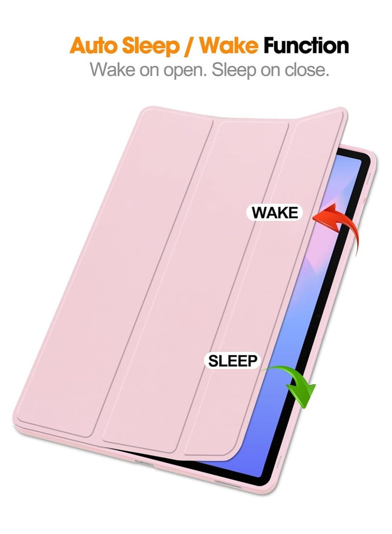 Tablet Case for Samsung Galaxy Tab S10 FE+/ S10 FE Plus 13.1-Inch with S Pen Holder, Soft TPU Tri-Fold Stand Protective Tablet Cover, Support S Pen Charging, Auto Wake/Sleep (Pink) - Image 2