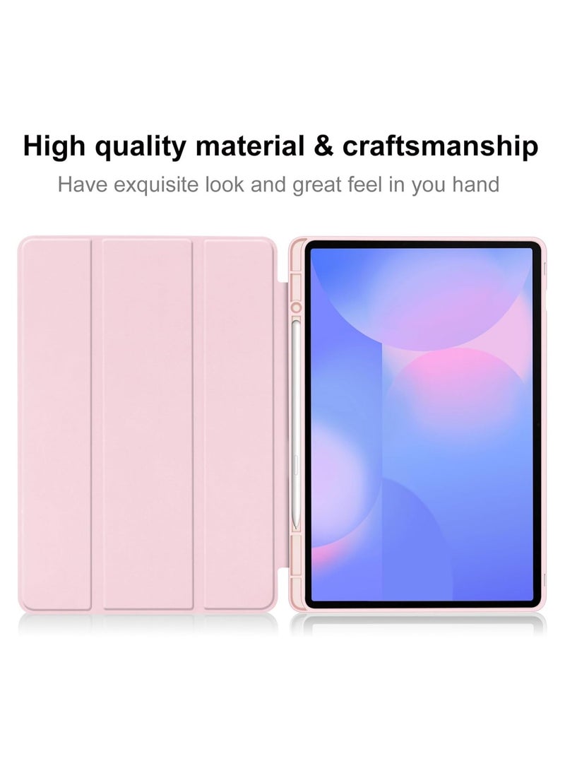 Tablet Case for Samsung Galaxy Tab S10 FE+/ S10 FE Plus 13.1-Inch with S Pen Holder, Soft TPU Tri-Fold Stand Protective Tablet Cover, Support S Pen Charging, Auto Wake/Sleep (Pink) - Image 5