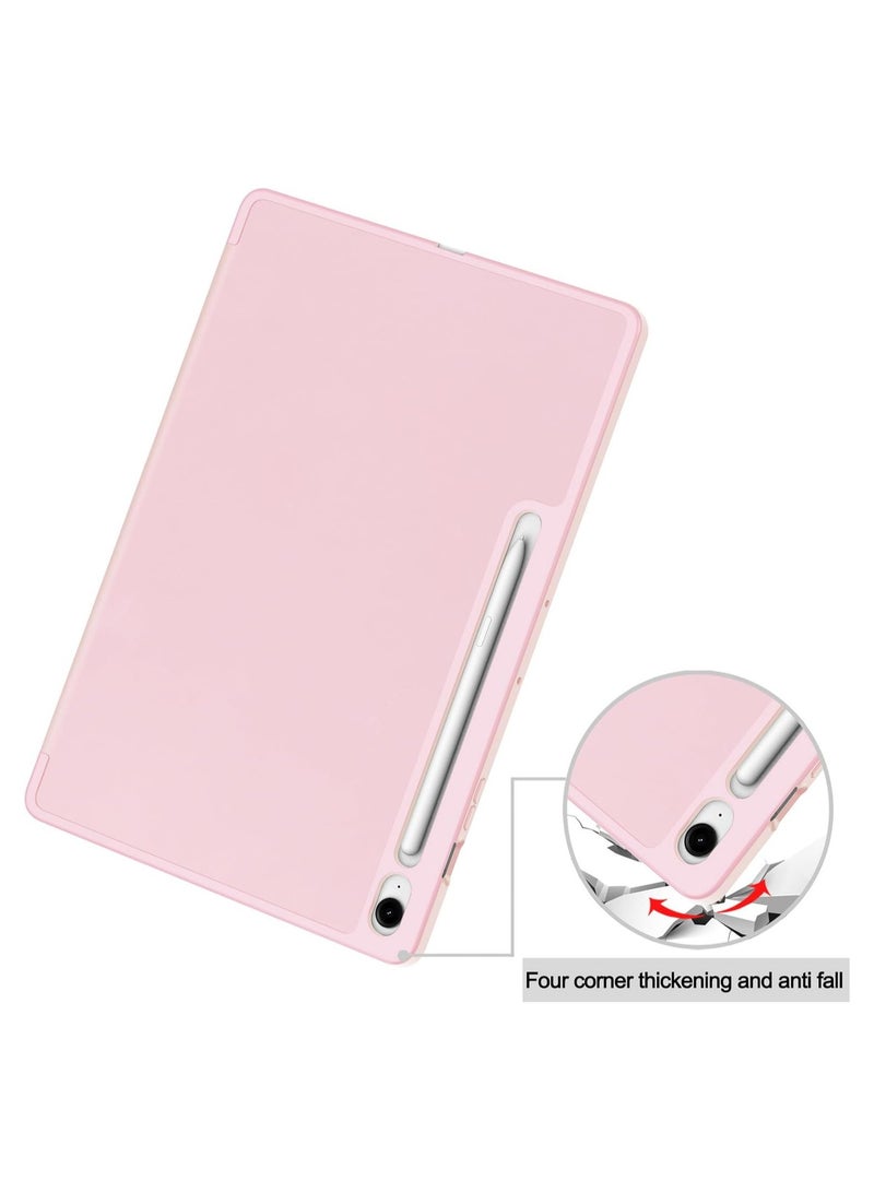 Tablet Case for Samsung Galaxy Tab S10 FE+/ S10 FE Plus 13.1-Inch with S Pen Holder, Soft TPU Tri-Fold Stand Protective Tablet Cover, Support S Pen Charging, Auto Wake/Sleep (Pink) - Image 4