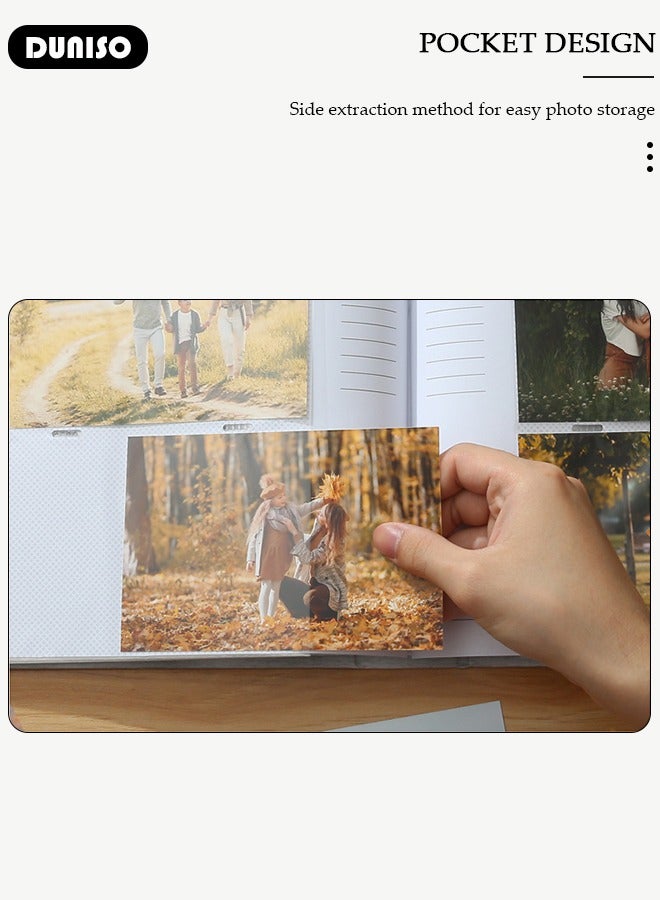 DUNISO 200 Pockets Photo Album with Writing Space, Waterproof Photo Album for 4 * 6 Inches photos, Portable Photo Album for  Baby Boys Girls Travel Wedding Family  - Image 2