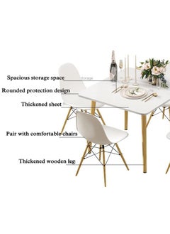 Generic Dining Table Coffee Table Sofa Side Table Dining Table Simple Small Square Desk with Wooden Legs for Living Room Household Balcony Reception Negotiation(80*80*73cm)  - Image 3