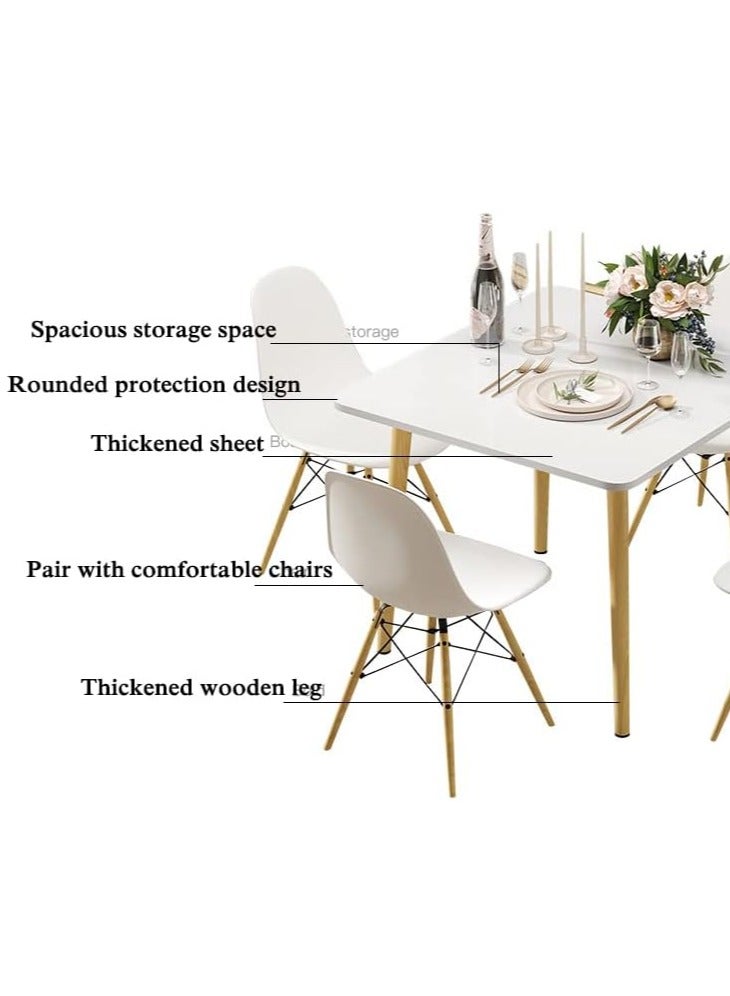Generic Dining Table Coffee Table Sofa Side Table Dining Table Simple Small Square Desk with Wooden Legs for Living Room Household Balcony Reception Negotiation(80*80*73cm)  - Image 3