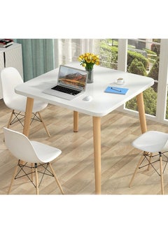Generic Dining Table Coffee Table Sofa Side Table Dining Table Simple Small Square Desk with Wooden Legs for Living Room Household Balcony Reception Negotiation(80*80*73cm)  - Image 1