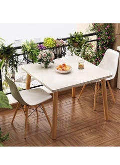Generic Dining Table Coffee Table Sofa Side Table Dining Table Simple Small Square Desk with Wooden Legs for Living Room Household Balcony Reception Negotiation(80*80*73cm)  - Image 2