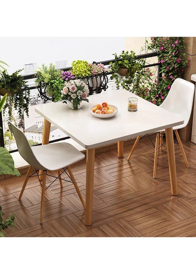 Generic Dining Table Coffee Table Sofa Side Table Dining Table Simple Small Square Desk with Wooden Legs for Living Room Household Balcony Reception Negotiation(80*80*73cm)  - Image 2