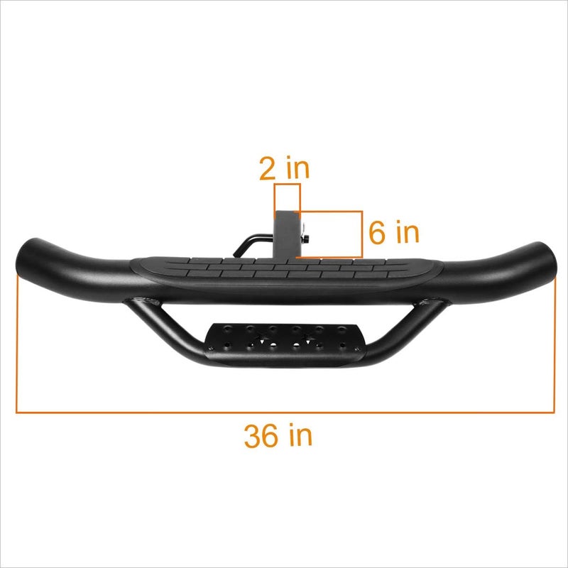 PM Performotor Universal 36" Wide X 4" OD Black Steel Trailer Towing Drop Hitch Step Bar Rear Bumper Guard Fits 2 Inch Receiver - Image 3