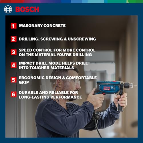 BOSCH GSB 10 RE Corded-Electric Tool Kit | 100-piece Tools Box Kit | Power Supply 500W | Impact Drill Machine | Impact Rate upto 41600 BPM | Speed upto 2600 RPM | 1 Yr Warranty - Image 3