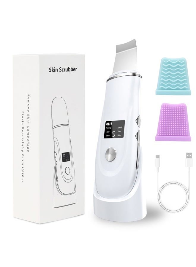 QYCSL Skin Scrubber Face Spatula - 4-in-1 Deep Cleansing Tool for Pore Extraction, Fast Charging Dock Blackhead Remover Face Spatula for Facial Skincare Women Gift (White) - Image 1