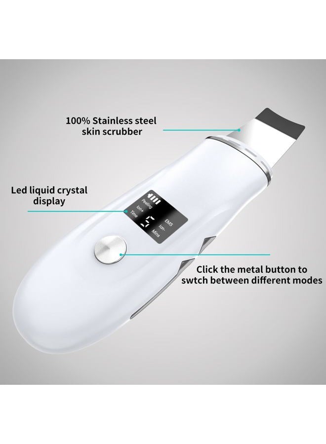 QYCSL Skin Scrubber Face Spatula - 4-in-1 Deep Cleansing Tool for Pore Extraction, Fast Charging Dock Blackhead Remover Face Spatula for Facial Skincare Women Gift (White) - Image 2