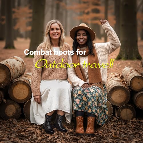 Vepose Women's Combat Ankle Black Flat Boots, Military Fashion 925 Booties Inner Zipper, Waterproof Lace up Boot, Soft Synthetic Leather Biker Booties, Size 8M US(CJY925 Black 08) - Image 2