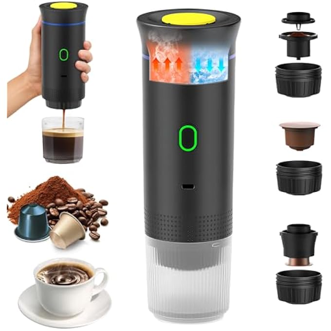 Unity 3In1 Portable Coffee Machine Wireless Electric Coffee Maker For Small Capsules Large Capsules Ground Coffee Self Heating For Home Office Car Rv Camping Hiking Travel - Image 2