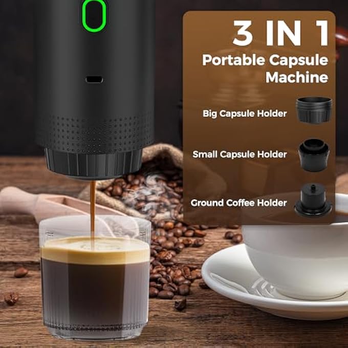 Unity 3In1 Portable Coffee Machine Wireless Electric Coffee Maker For Small Capsules Large Capsules Ground Coffee Self Heating For Home Office Car Rv Camping Hiking Travel - Image 3