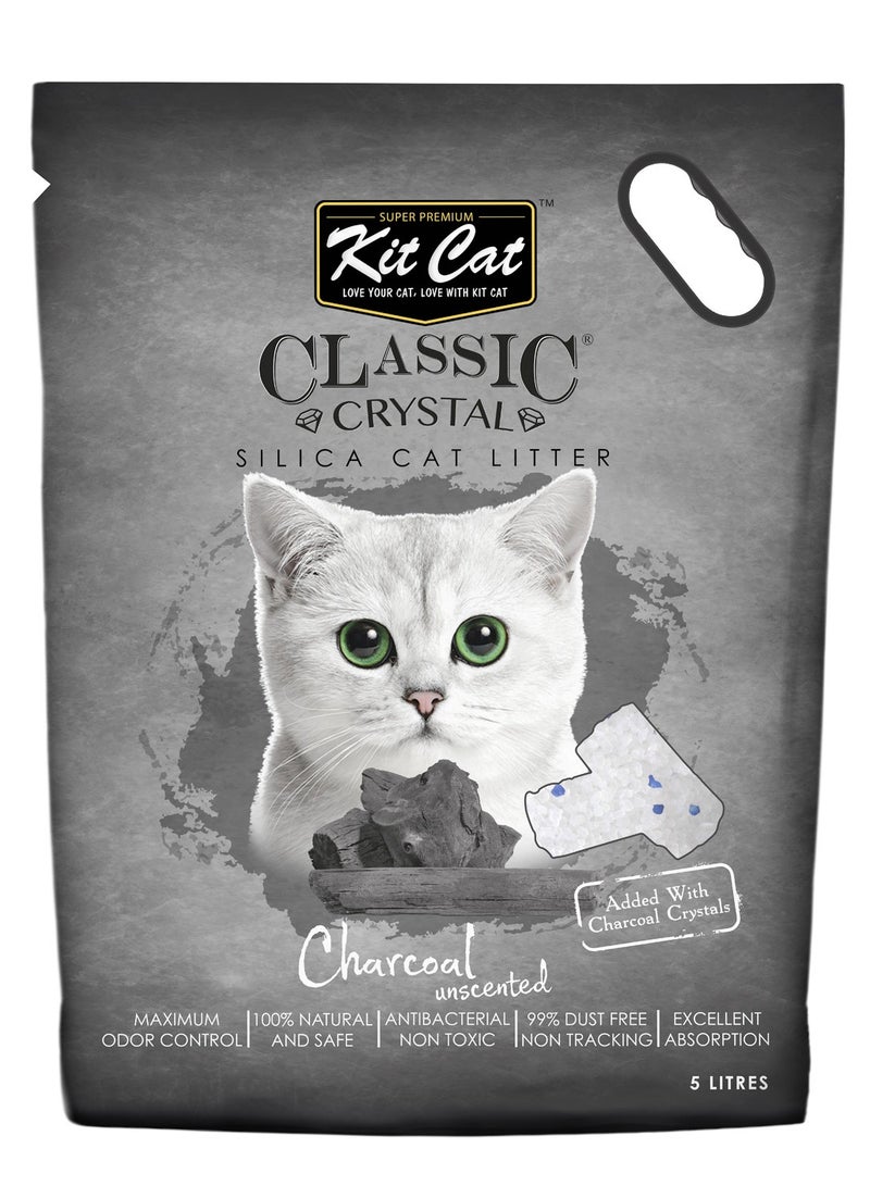 KitKat Kit Cat Classic Crystal Cat Litter – Charcoal Unscented (5 Litres) - Image 1