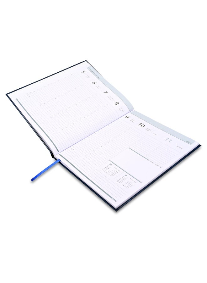 FIS 2026 Executive Diary, Size 210x260mm, Hard Cover Vinyl, 1 Side Padded, 1 Week at a Glance Format, English/French, 70gsm White Paper, Blue Cover-FSDI34E26BL - Image 4