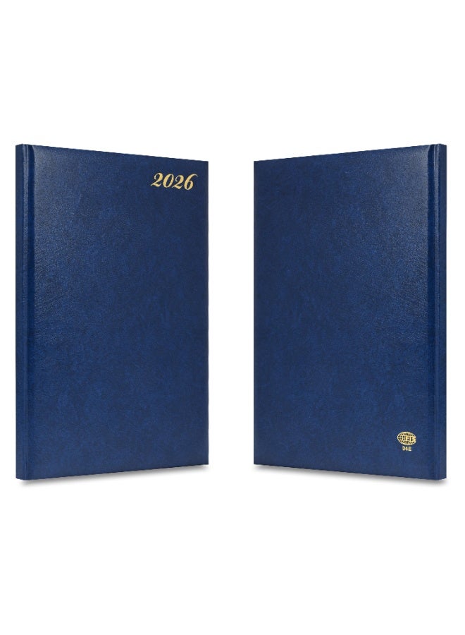 FIS 2026 Executive Diary, Size 210x260mm, Hard Cover Vinyl, 1 Side Padded, 1 Week at a Glance Format, English/French, 70gsm White Paper, Blue Cover-FSDI34E26BL - Image 2