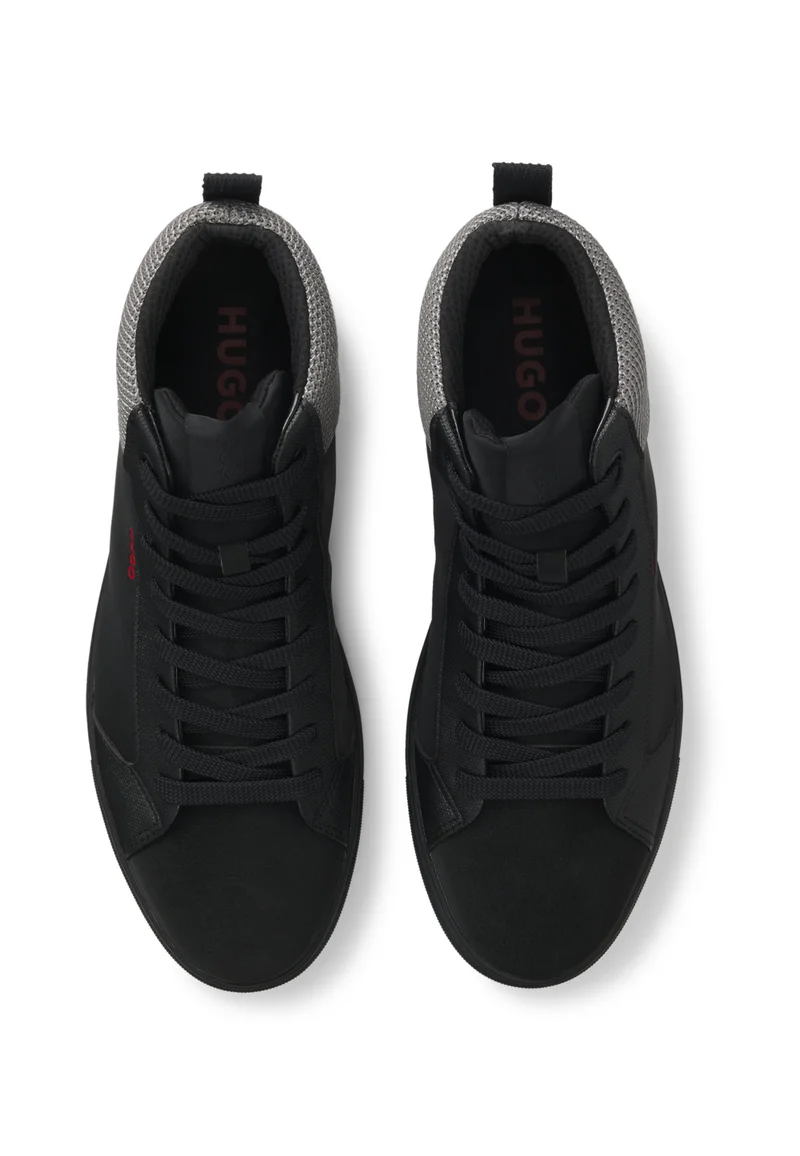 هوجو High-top trainers with mesh and faux suede