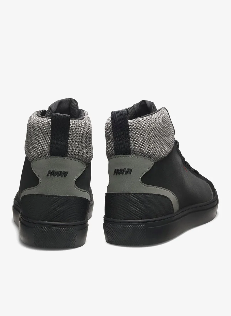 HUGO High-top trainers with mesh and faux suede