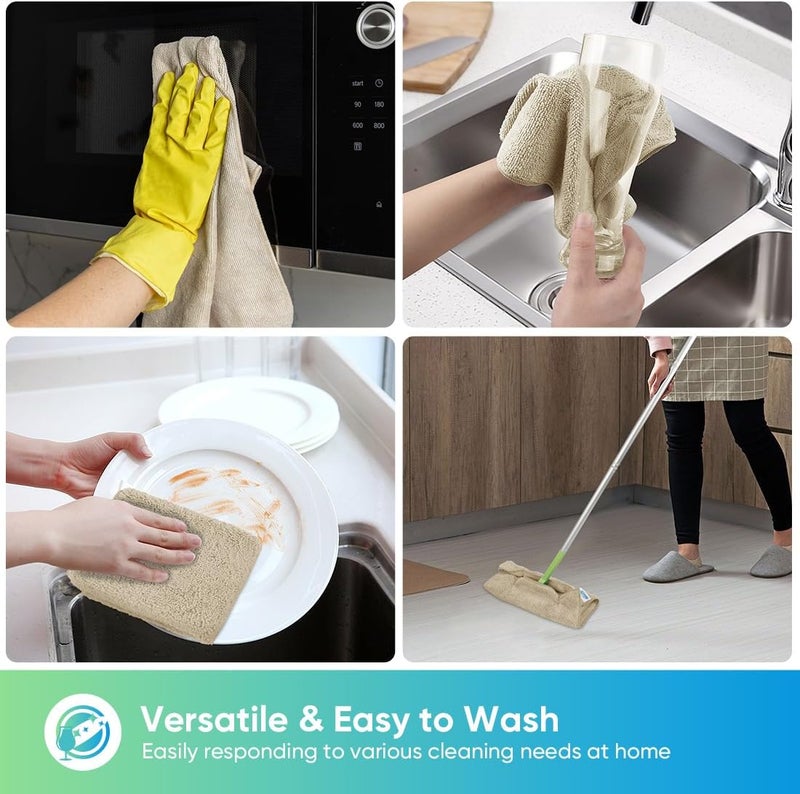 HOMEXCEL Brown Microfiber Cleaning Cloth, 12 Pack Premium Microfiber Towels for Cars, Lint Free, Scratch-Free, Highly Absorbent, Reusable Cleaning Rags for Car, Household, Kitchen, Window, 11.5"X11.5" - Image 5
