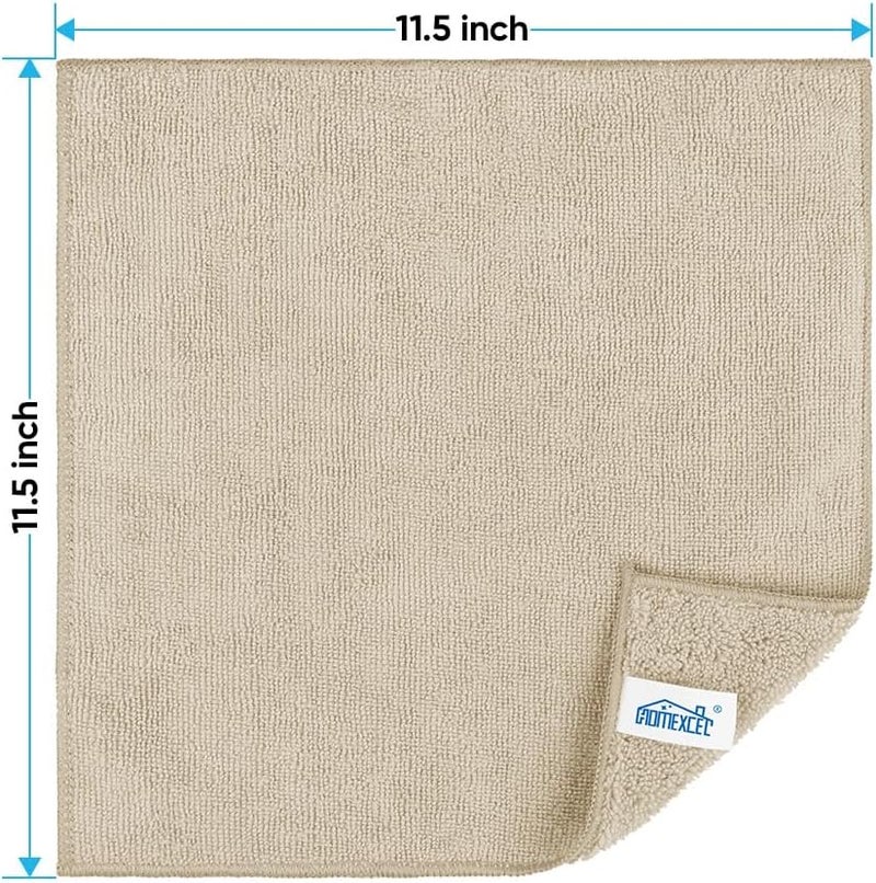 HOMEXCEL Brown Microfiber Cleaning Cloth, 12 Pack Premium Microfiber Towels for Cars, Lint Free, Scratch-Free, Highly Absorbent, Reusable Cleaning Rags for Car, Household, Kitchen, Window, 11.5"X11.5" - Image 2