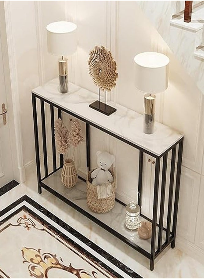 AGD Narrow Console Table for Entryway, High Gloss Hallway Table with Bottom Shelf Modern for Side Sofa, Foyer, Living Room, 78x30x120cm  - Image 1