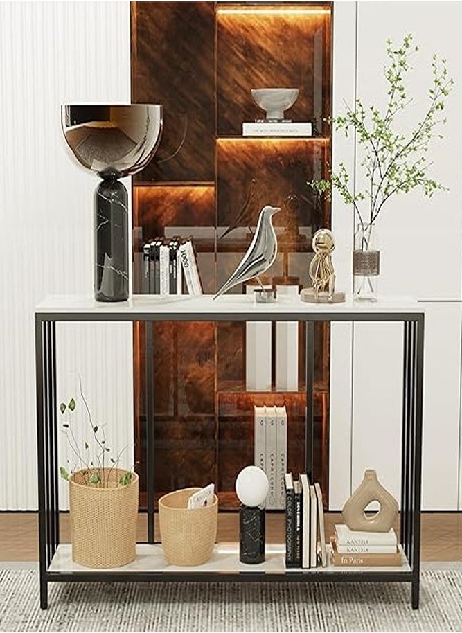 AGD Narrow Console Table for Entryway, High Gloss Hallway Table with Bottom Shelf Modern for Side Sofa, Foyer, Living Room, 78x30x120cm  - Image 4