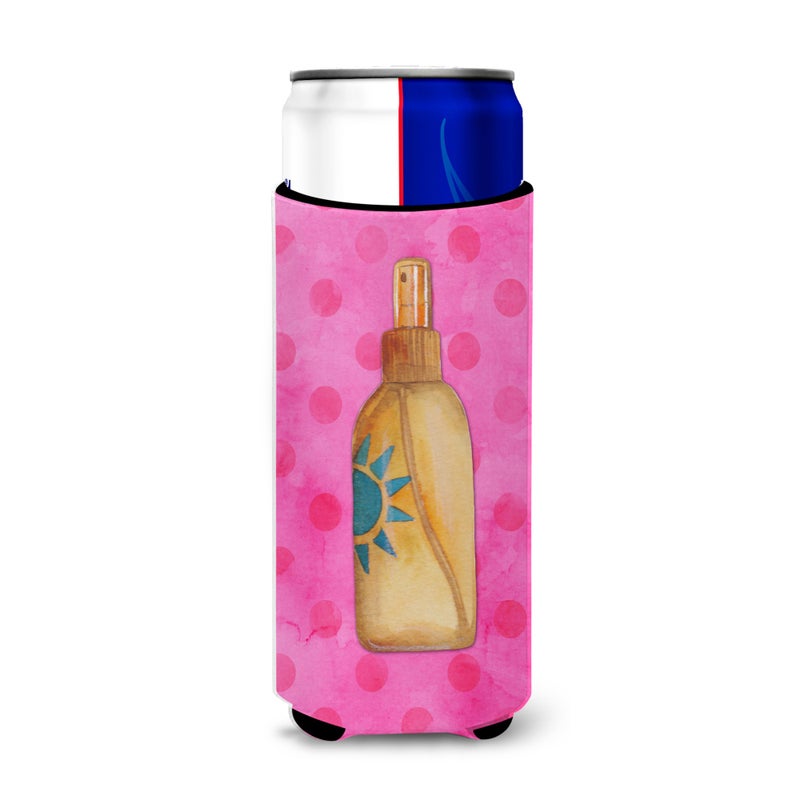 Caroline's Treasures ""Caroline's Treasures Message in a Bottle Pink Polkadot Beverage Insulator Hugger  Slim  Multicolor"" 