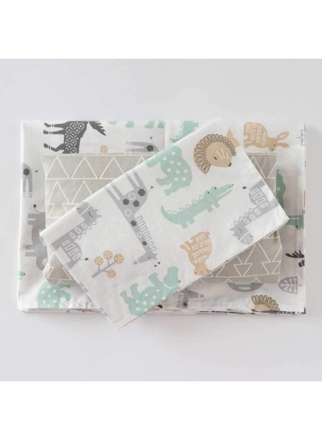 Emenpy 100% Cotton Crib Bedding Set for Infant Boys Girls, 3 Pcs Baby Bed Linen Include Duvet Cover, Fitted Sheet, Pillowcase, Nursery Decoration, No Filler (Khaki) - Image 2