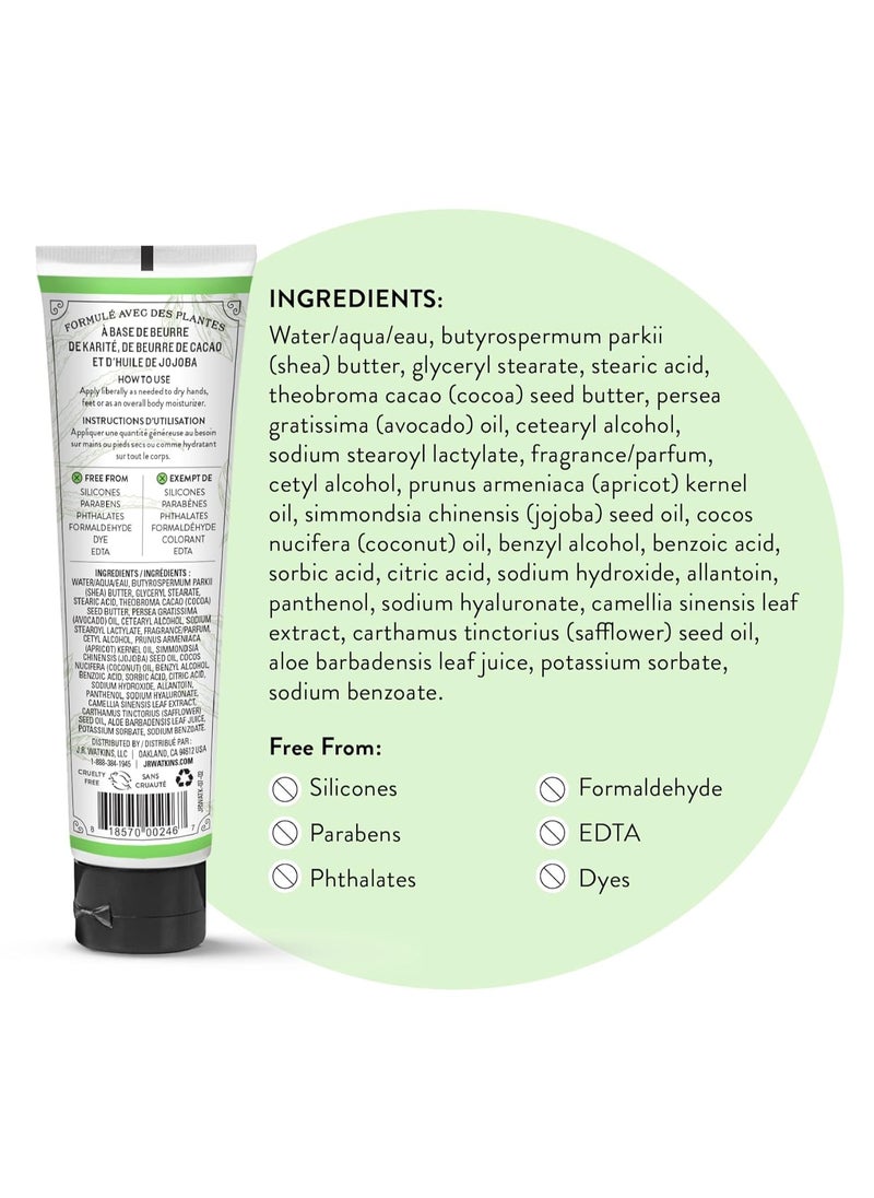 J.R.WATKINS J.R. Watkins Natural Moisturizing Hand Cream, Hydrating Hand Moisturizer with Shea Butter, Cocoa Butter, and Avocado Oil, USA Made and Cruelty Free, 3.3oz, Aloe & Green Tea, Single  - Image 2