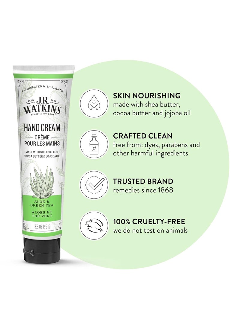 J.R.WATKINS J.R. Watkins Natural Moisturizing Hand Cream, Hydrating Hand Moisturizer with Shea Butter, Cocoa Butter, and Avocado Oil, USA Made and Cruelty Free, 3.3oz, Aloe & Green Tea, Single  - Image 3