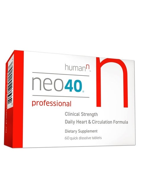 Neo40 Professional - Daily Heart & Circulation Support - Methylfolate, Beet Root Powder, Hawthorn Berry, L-citrulline - 60 Dissolvable Tablets