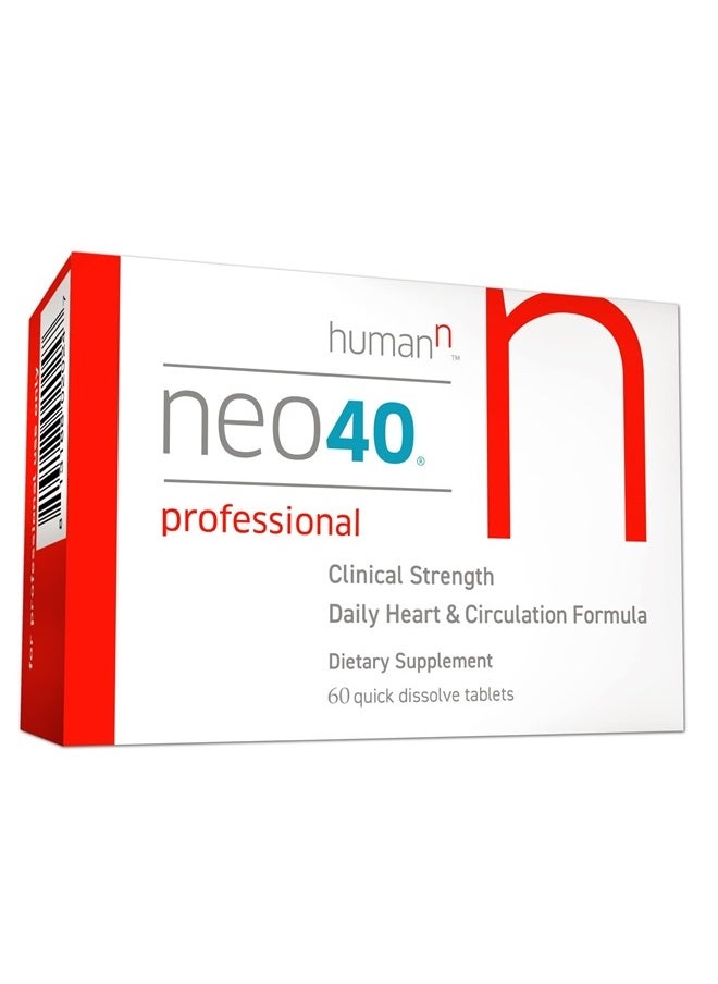 Humann - Neo40 Professional - Daily Heart & Circulation Support - Methylfolate, Beet Root Powder, Hawthorn Berry, L-citrulline - 60 Dissolvable Tablets - Image 1