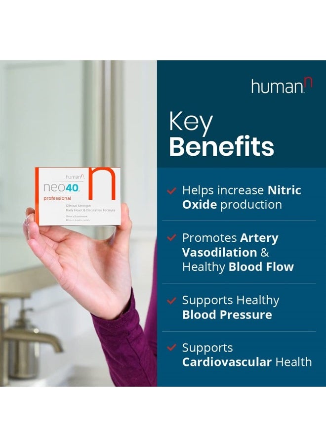 Humann - Neo40 Professional - Daily Heart & Circulation Support - Methylfolate, Beet Root Powder, Hawthorn Berry, L-citrulline - 60 Dissolvable Tablets - Image 1