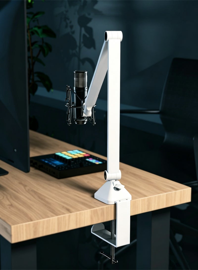 Bolivia's Adjustable Desktop Mic Stand – Foldable Boom Arm with 2kg Load Capacity, Low Profile Microphone Mount for Streaming, Gaming, Podcast, Studio & Office | Portable Suspension Arm, Clamp & Screw Mount, No Drilling Required - Image 2