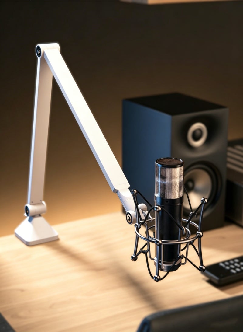 Bolivia's Adjustable Desktop Mic Stand – Foldable Boom Arm with 2kg Load Capacity, Low Profile Microphone Mount for Streaming, Gaming, Podcast, Studio & Office | Portable Suspension Arm, Clamp & Screw Mount, No Drilling Required - Image 3