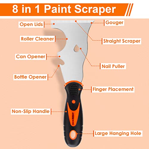 THINKWORK Putty Knife Set - 14Pcs Stainless Steel Paint Scraper Tools, Drywall Knife Set for Removing Wallpaper, Repairing Drywall, Applying Putty, Taping, Scraping Plaster, Cement, Adhesive - Image 5