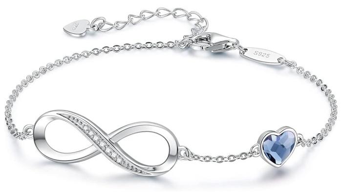 سوار القلب اللانهاية مع حجر الميلاد للنساء، سوار قابل للتعديل، هدية مثالية ليوم الأم، الذكرى السنوية، أو عيد الميلاد، مجوهرات للزوجة، الصديقة، أو لها - Image 1