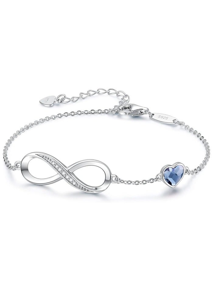 Infinity Heart Birthstone Charm Bracelet for Women, Adjustable Link Bracelet, Perfect Mother's Day, Anniversary, or Birthday Jewelry Gift for Wife, Girlfriend, or Her - Image 1