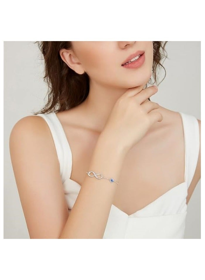 Infinity Heart Birthstone Charm Bracelet for Women, Adjustable Link Bracelet, Perfect Mother's Day, Anniversary, or Birthday Jewelry Gift for Wife, Girlfriend, or Her - Image 2