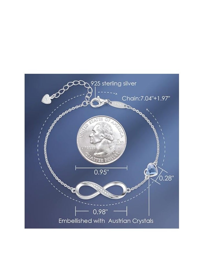 Infinity Heart Birthstone Charm Bracelet for Women, Adjustable Link Bracelet, Perfect Mother's Day, Anniversary, or Birthday Jewelry Gift for Wife, Girlfriend, or Her - Image 3